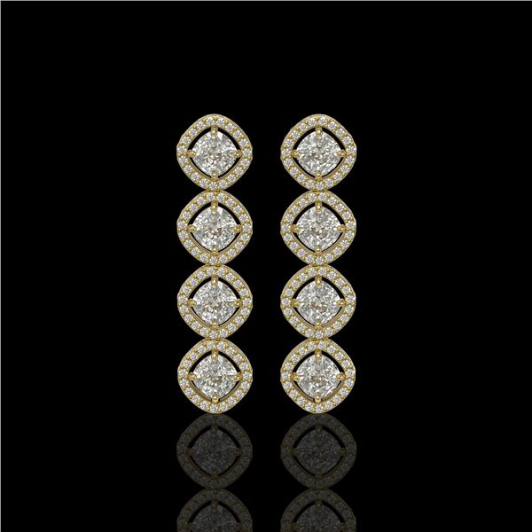 5.28 ctw Cushion Cut Diamond Micro Pave Earrings 18K Yellow Gold - REF-736Y2X