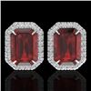 Image 1 : 12 ctw Garnet & Micro Pave VS/SI Diamond Earrings 18k White Gold - REF-83A6N