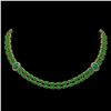 Image 1 : 27.65 ctw Jade & Diamond Necklace 14K Yellow Gold - REF-454M5G