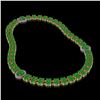 Image 2 : 27.65 ctw Jade & Diamond Necklace 14K Yellow Gold - REF-454M5G