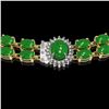 Image 3 : 27.65 ctw Jade & Diamond Necklace 14K Yellow Gold - REF-454M5G