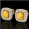 Image 1 : 2.16 ctw Citrine & Micro VS/SI Diamond Earrings Halo 18k Yellow Gold - REF-103H6R