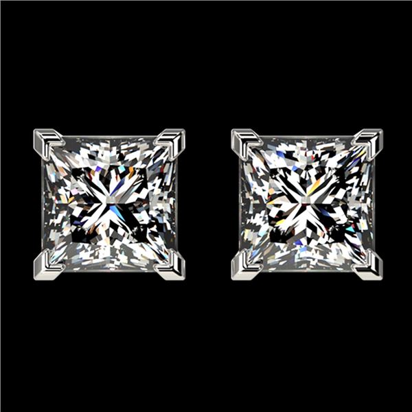 2 ctw Certified VS/SI Quality Princess Diamond Stud Earrings 10k White Gold - REF-478N6F