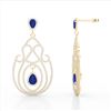 Image 3 : 6.40 ctw Sapphire & Micro Pave VS/SI Diamond Earrings 14k Yellow Gold - REF-381F8M