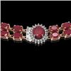 Image 3 : 43.13 ctw Ruby & Diamond Necklace 14K Rose Gold - REF-527K3Y