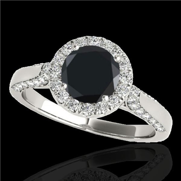 2.15 ctw Certified VS Black Diamond Solitaire Halo Ring 10k White Gold - REF-72K8Y