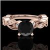 Image 2 : 1.01 ctw Fancy Black Diamond Engagment Art Deco Ring 18k Rose Gold - REF-87A3N