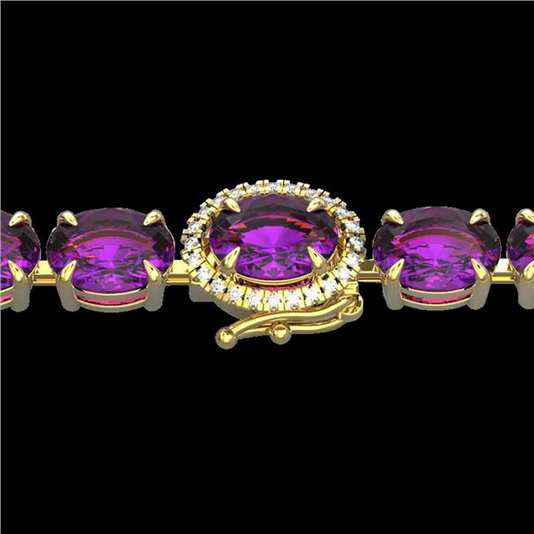 19.25 ctw Amethyst & VS/SI Diamond Micro Pave Bracelet 14k Yellow Gold - REF-116X4A