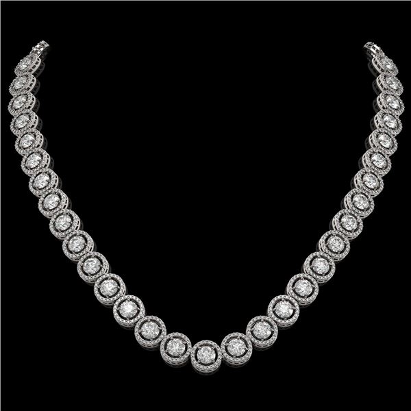 30.78 ctw Diamond Micro Pave Necklace 18K White Gold - REF-3575A2N