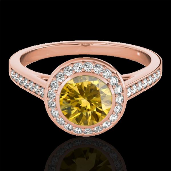 1.3 ctw Certified SI/I Fancy Intense Yellow Diamond Ring 10k Rose Gold - REF-177F3M