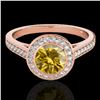 Image 1 : 1.3 ctw Certified SI/I Fancy Intense Yellow Diamond Ring 10k Rose Gold - REF-177F3M