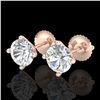 Image 1 : 2 ctw VS/SI Diamond Solitaire Art Deco Stud Earrings 18k Rose Gold - REF-483K5Y