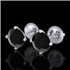 Image 1 : 2.5 ctw Fancy Black Diamond Art Deco Stud Earrings 18k White Gold - REF-61W4H