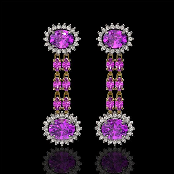 8.19 ctw Amethyst & Diamond Earrings 14K Yellow Gold - REF-144R5K