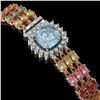 Image 2 : 33.04 ctw Sapphire & Diamond Bracelet 14K Rose Gold - REF-340Y5X