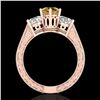 Image 3 : 2.01 ctw Intense Fancy Yellow Diamond Art Deco Ring 18k Rose Gold - REF-343R6K