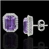 Image 2 : 9.40 ctw Amethyst & Micro Pave VS/SI Diamond Earrings 18k White Gold - REF-77X8A