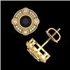 Image 3 : 1.5 ctw Fancy Black Diamond Art Deco Stud Earrings 18k Yellow Gold - REF-113R6K