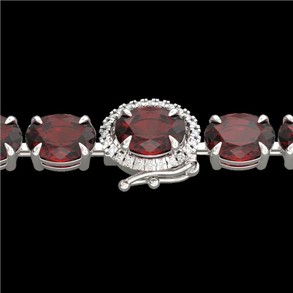 19.25 ctw Garnet & Diamond Eternity Micro Bracelet 14k White Gold - REF-107R3K