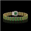 Image 3 : 31.91 ctw Emerald & Diamond Bracelet 14K Yellow Gold - REF-312R5K