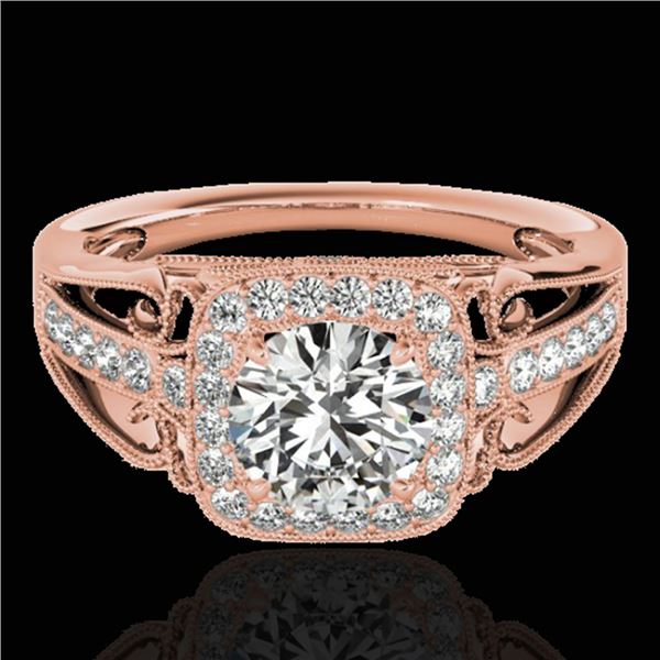 1.3 ctw Certified Diamond Solitaire Halo Ring 10k Rose Gold - REF-197A8N