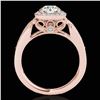 Image 2 : 1.3 ctw Certified Diamond Solitaire Halo Ring 10k Rose Gold - REF-197A8N