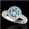 Image 1 : 2 ctw SI Certified Blue Diamond Solitaire Halo Ring 10k White Gold - REF-225W2H