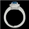 Image 2 : 2 ctw SI Certified Blue Diamond Solitaire Halo Ring 10k White Gold - REF-225W2H