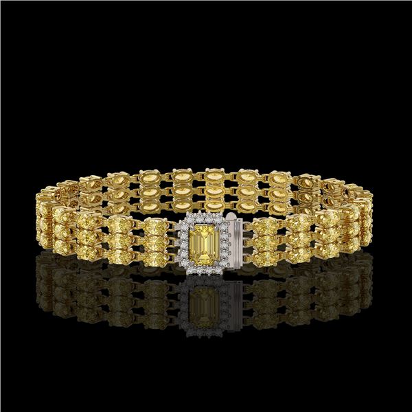 20.93 ctw Citrine & Diamond Bracelet 14K Yellow Gold - REF-318G2W