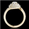 Image 2 : 2.11 ctw Certified Diamond Solitaire Halo Ring 10k Yellow Gold - REF-259H3R