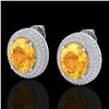 Image 1 : 8 ctw Citrine & Micro Pave VS/SI Diamond Earrings 18k White Gold - REF-151G6W