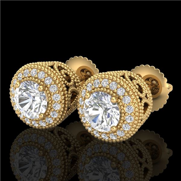 1.55 ctw VS/SI Diamond Solitaire Art Deco Stud Earrings 18k Yellow Gold - REF-259M3G