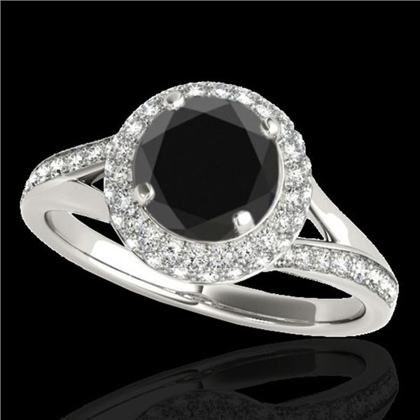 1.85 ctw Certified VS Black Diamond Solitaire Halo Ring 10k White Gold - REF-72Y3X