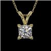 Image 1 : 0.50 ctw Certified VS/SI Quality Princess Diamond Necklace 10k Yellow Gold - REF-65Y2X