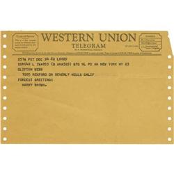 Harry Brown Telegram to Clifton Webb