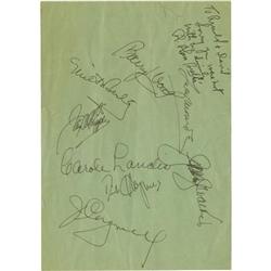 James Cagney & Others Signed Baseball Scorecard