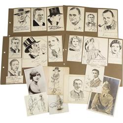 Jackie Coogan & Others Signed Sketches w/Photos