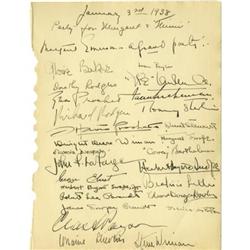 Signed page from Clifton Webb's Guest Book, Including t