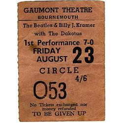 Beatles/Dakotas Bournemouth Concert Stub. A used