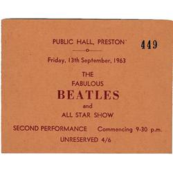 Beatles Preston Concert Ticket. A ticket for the