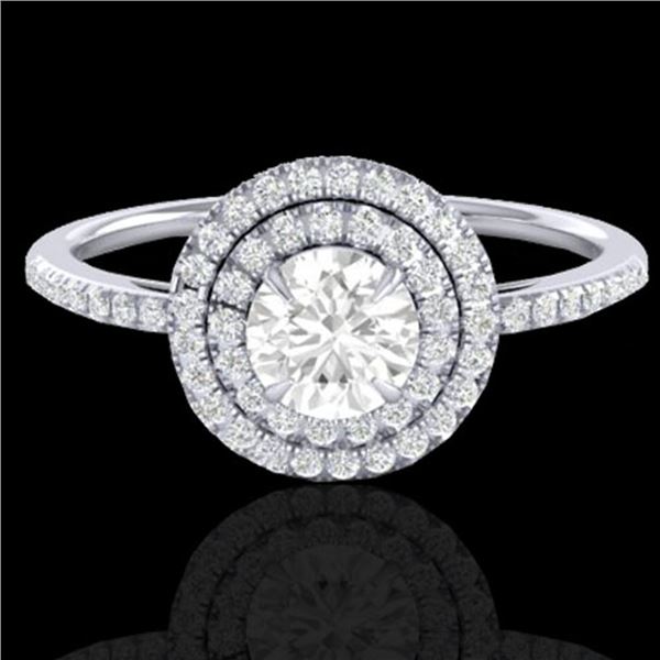 1 ctw Micro Pave VS/SI Diamond Solitaire Ring Halo 18k White Gold - REF-153K6Y