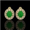 Image 1 : 10.61 ctw Jade & Diamond Victorian Earrings 14K Yellow Gold - REF-269X3A