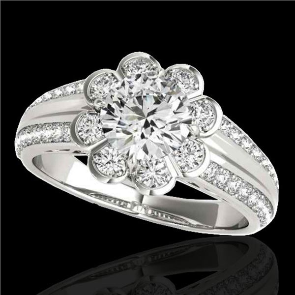 1.5 ctw Certified Diamond Solitaire Halo Ring 10k White Gold - REF-190W9H