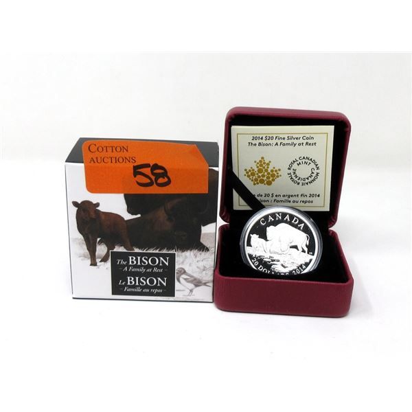 2014 .9999 Fine Silver Canadian $20 Bison Coin