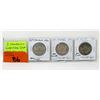 Image 1 : 3 Canadian War-Time .800 Silver 50¢ Coins
