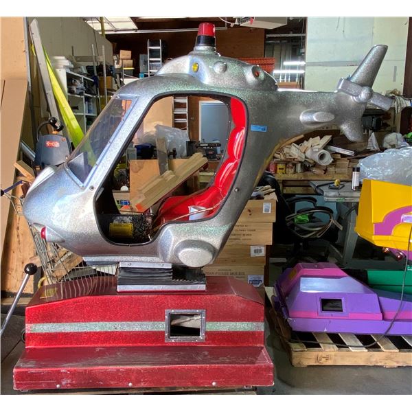 Silver Helicopter Kiddie Ride