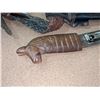 Image 3 : Fancy wood carved handled machete w/leather sheath from the show