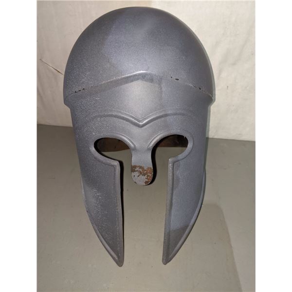 Hand crafted grey metal battle helmet from the show