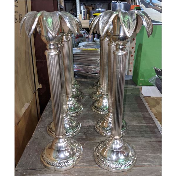 10 Silver Plated palm tree candle stands (33.5"Tall) from the show