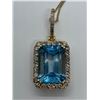 Image 1 : 14K Gold Emerald cut blue Topaz and Diamond Pendant - value $7,980